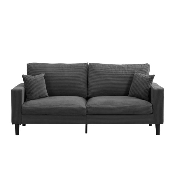 Modern Upholstered 74" High Resilience 3 Seater Sofa, Wooden Frame, Comfy - Dark Gray