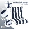 2 Piece High Back Chair Cushion Set Tufted Patio Or Rocking Chair Cushions For Garden Or Porch - Blue Stripe - Image 14