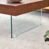 Square Coffee Table With Tempered Glass Legs - Transparent / Walnut - Image 9