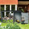 Outdoor Steel Firewood Rack And Metal Storage Shed, Two In One - Black - Image 4