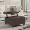 Harrison - Small Square Coffee Table Storage Ottoman - Brown - Image 4