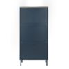 3 Door Metal Shoe Rack, Freestanding Modern Shoe Storage Cabinet With Metal Rattan, Particle Board For Entryway - Blue Gray - Image 9