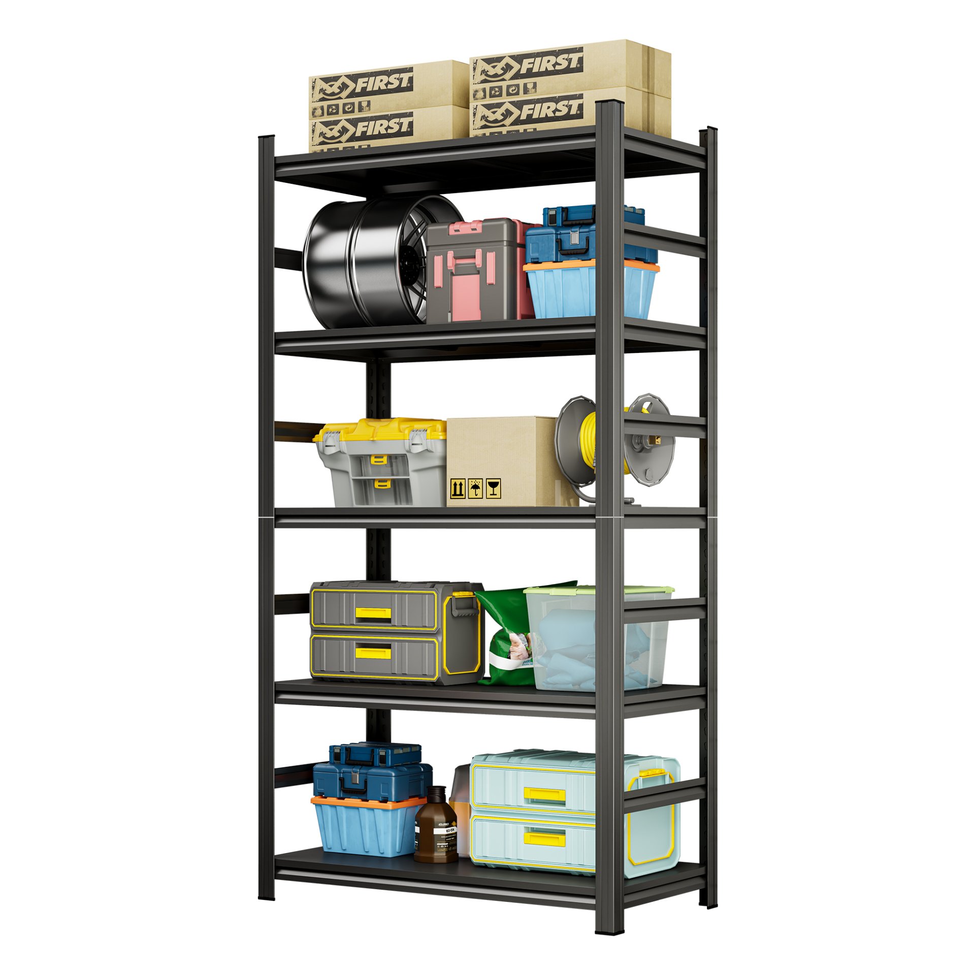 Heavy Duty Storage Rack, 5 Layer Adjustable Shelf, Suitable For Tool Rooms, Garages - Black - Image 4