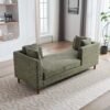 Wide Modern Double Sided Upholstered Chaise Lounge With Throw Pillows - Green - Image 3