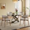 Modern Round Glass Top Dining Table With Carbon Steel Legs - White - Image 4