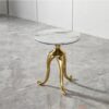 Modern Small Coffee Table With Microcrystalline Stone Top And Carbon Steel Legs - Gold - Image 2