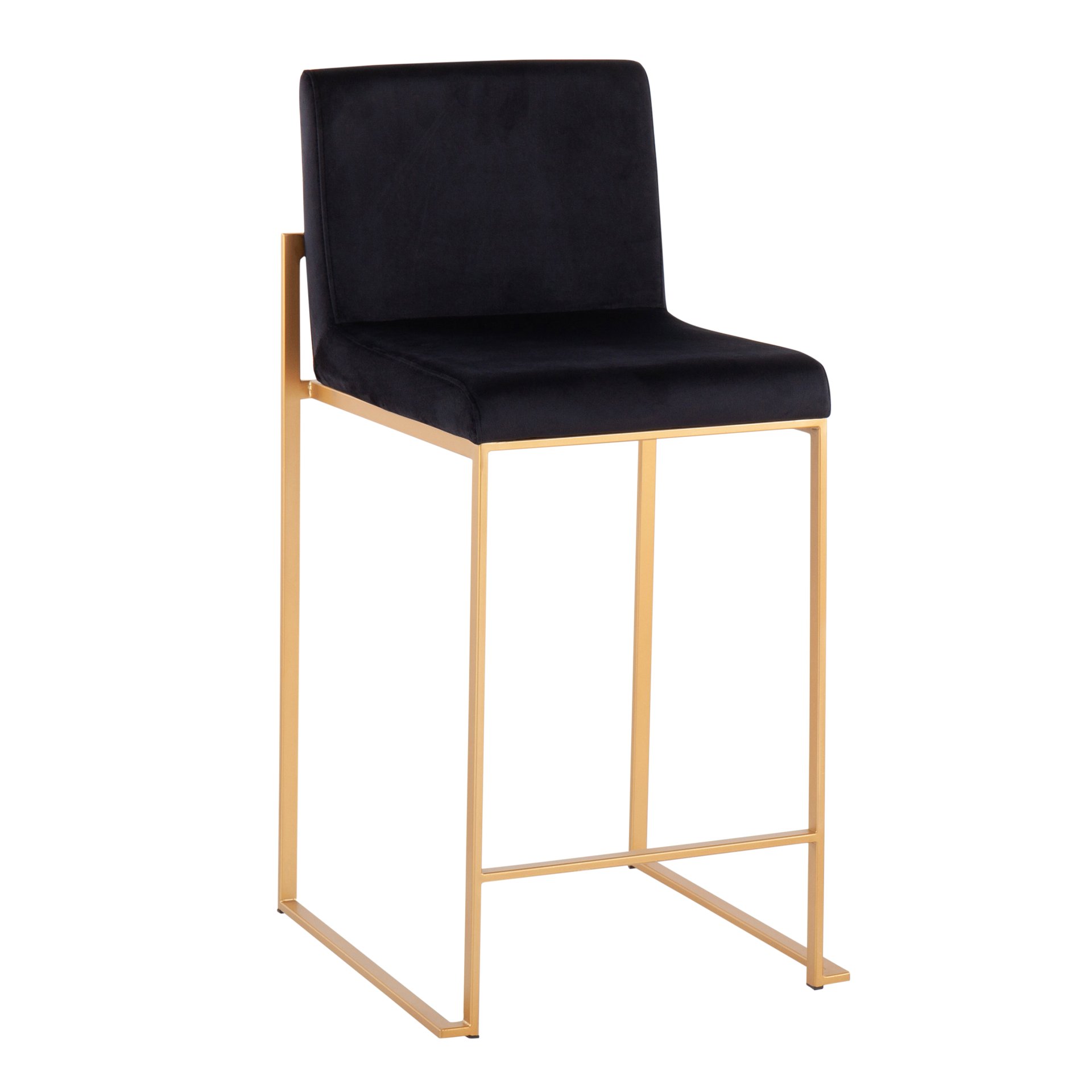 Fuji - Contemporary High Back Counter Stool (Set of 3) - Gold / Black - Image 2