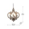 French Country Wood Chandelier, 6 Light Farmhouse Pendant Light Fixture With Adjustable Chain For Kitchen Foyer Hallway Entryway, Bulb Not Included - Beige - Image 8