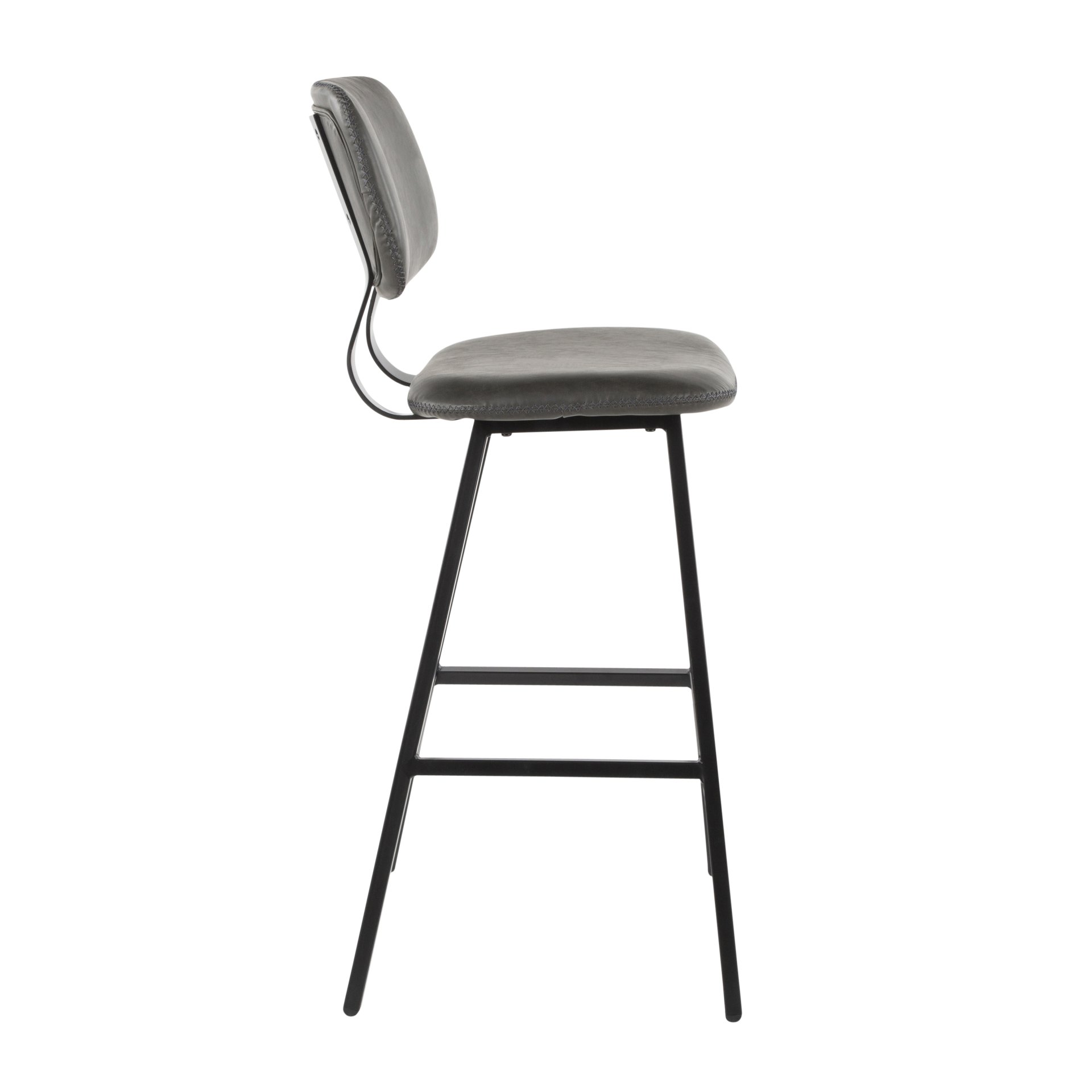 Foundry - Contemporary Barstool Zig Zag Stitching (Set of 2) - Black / Gray - Image 3