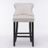 Contemporary Velvet Upholstered Wing-Back Barstools With Button Tufted Decoration And Wooden Legs, And Chrome Nailhead Trim, Leisure Style Bar Chairs, Bar Stools (Set of 4) - Beige - Image 4