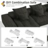 Modern Oversized Modular Sectional Sofa, Sparkling Chenille Fabric Soft Cushion Sofa With 6 Pillows, 6 Pieces Diy Combination Tufted Sofa, No Assembly Required - Black - Image 15