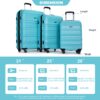 Expandable 3 Piece Luggage Sets Pc Lightweight & Durable Suitcase With Two Hooks, Spinner Wheels, Tsa Lock, (21/25/29) - Aqua Blue - Image 3