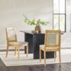 Modern Solid Wood Dining Chair With Rattan Inset Back (Set of 2) - Natural - Image 4