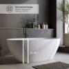 Solid Surface Matte Tub, Solid Surface Soaking Tub, Stone Resin Freestanding Bathtub, Thick Edge Stand Alone Tubs With Overflow, Pop-Up Drain (Oval) - Matte White - Image 8