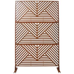 Rusty Outdoor & Indoor Freestanding Metal Privacy Screen, Decorative Privacy Fence Panels For Deck, Balcony, Patio - Rust Red