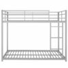 Full Over Full Metal Bunk Bed, Low Bunk Bed With Ladder - Silver - Image 8