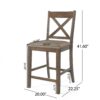 Farmhouse Style Upholstered Wood Counter Stools (Set of 2) With X Back Frame - Brown - Image 3