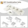 Modern Oversized Modular Sectional Sofa, Sparkling Chenille Fabric Soft Cushion Sofa With 8 Pillows, 8 Pieces Diy Combination Tufted Sofa, No Assembly Required - Beige - Image 16