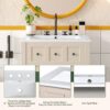 Bathroom Vanity With Ceramic Sink, Bathroom Vanity Cabinet With 2 Drawers, Wooden Bathroom Sink Cabinet - Beige / Green - Image 5