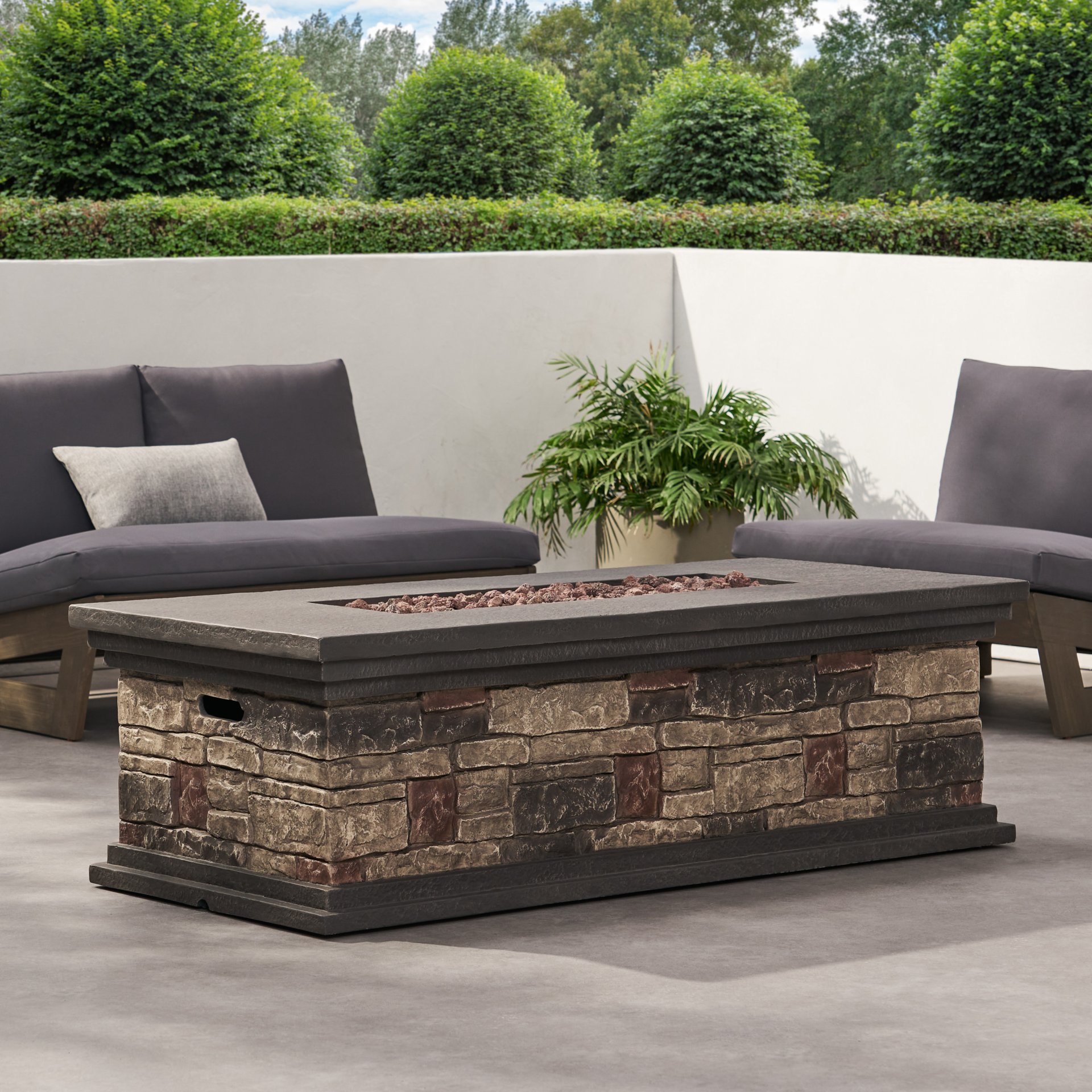 Contemporary Rectangle Fire Pit 50, 000 Btu Magnesium Oxide - Stone Gray - Image 8