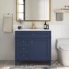 Bathroom Vanity With Top Sink, Modern Bathroom Storage Cabinet, 2 Drawers And A Tip-Out Drawer, Single Sink Bathroom Vanity - Blue - Image 4