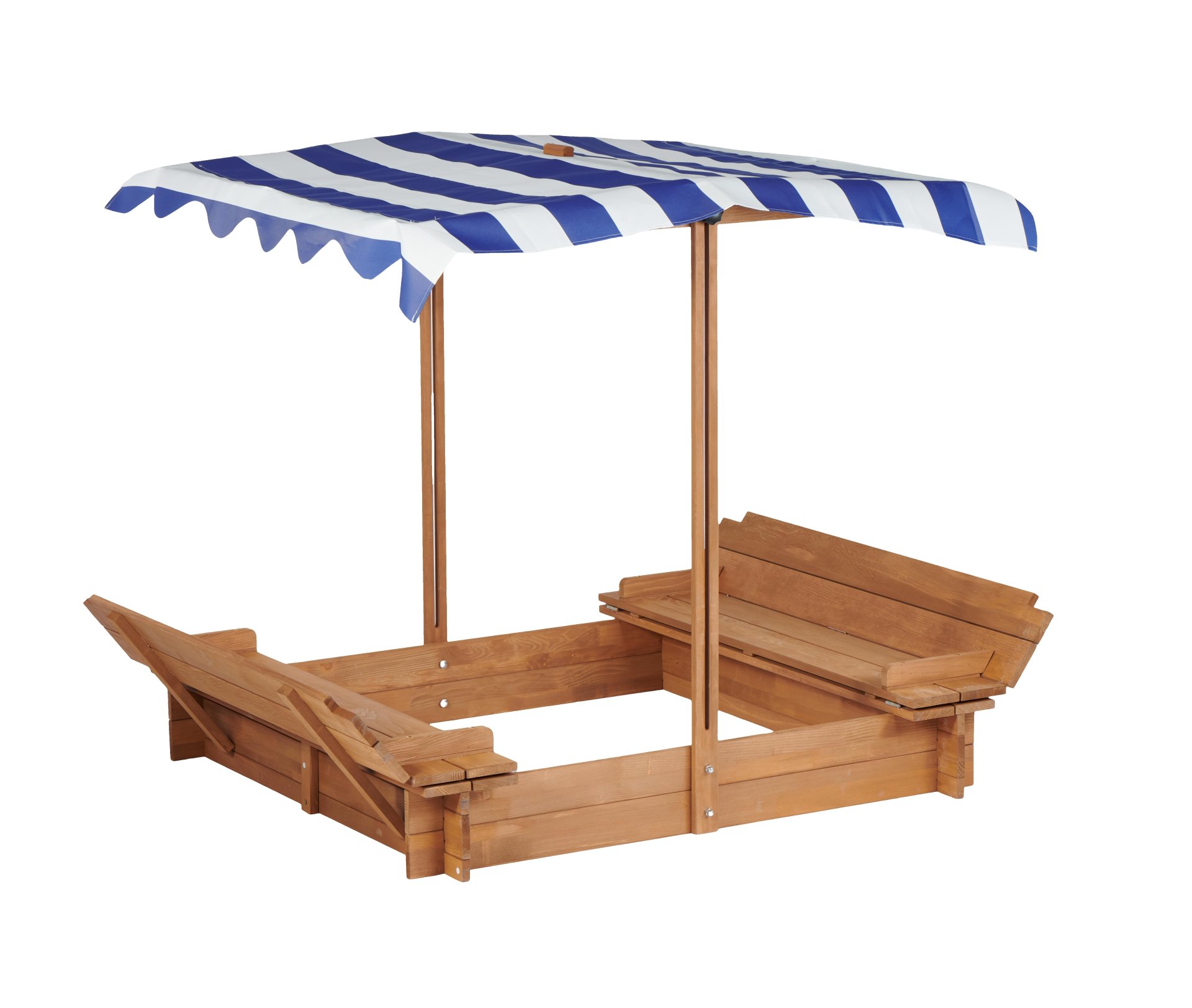 Kids Sandbox With Adjustable Cover, Sand Box With 2 Foldable Bench Seats, Outdoor Sandpit For Backyard Play - Light Brown - Image 10
