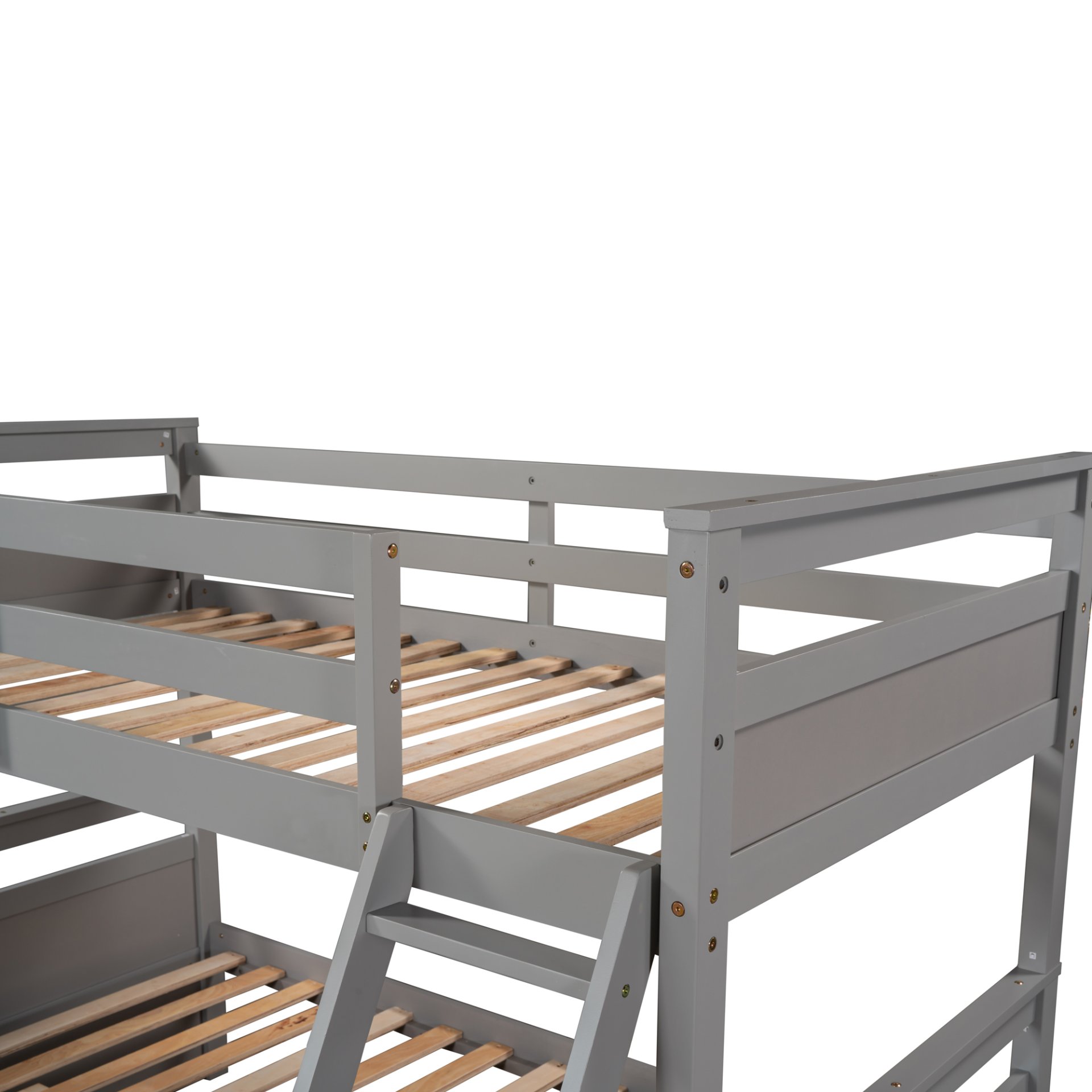 Twin Over Full Bunk Bed With Storage - Gray - Image 9