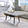Landon - Coffee Table With Glass Marble Texture Top And Bent Wood Design - Gray - Image 4