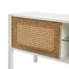 Rattan TV Cabinet With Variable Color Light Strip, Double Sliding Doors For Storage, Adjustable Shelf, Metal Legs, TV Console For Living Room - White - Image 13