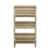Modern Freestanding Rattan 3 Door Shoe Rack Storage Cabinet For Entryway - Natural Particle Board - Image 11