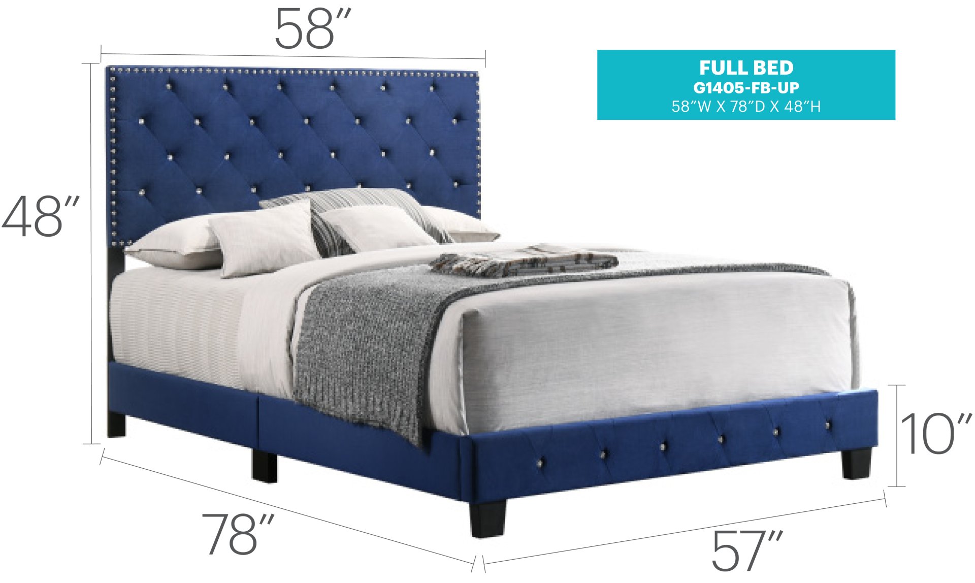 Suffolk - Full Bed - Navy Blue - Image 3