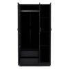 Wardrobe Armoire With 3 Doors And 2 Inner Drawers, 3 Doors - Black - Image 6