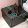 Modern Smart Side Table With Built-In Fridge, Wireless Charging, Temperature Control, Power Socket, USB Ports, Outlet Protection, Induction Light - Black - Image 12