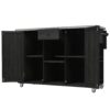Outdoor Kitchen Island Fir Wood Kitchen Island With Stainless Steel Top, Ample Storage Space, Towel And Spice Racks And A Bottle Opener For Outdoor - Black - Image 19