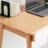 Computer Desk Large Size Office Desk With 2 Drawers, Modern Simple Style PC Table With Gap Design For Home Office - White / Gray - Image 11