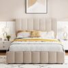 Full Size Upholstered Platform Bed With A Hydraulic Storage System - Beige - Image 8
