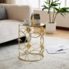Modern Side Table With Mirror Top And Metal Frame - Gold / Clear - Image 6