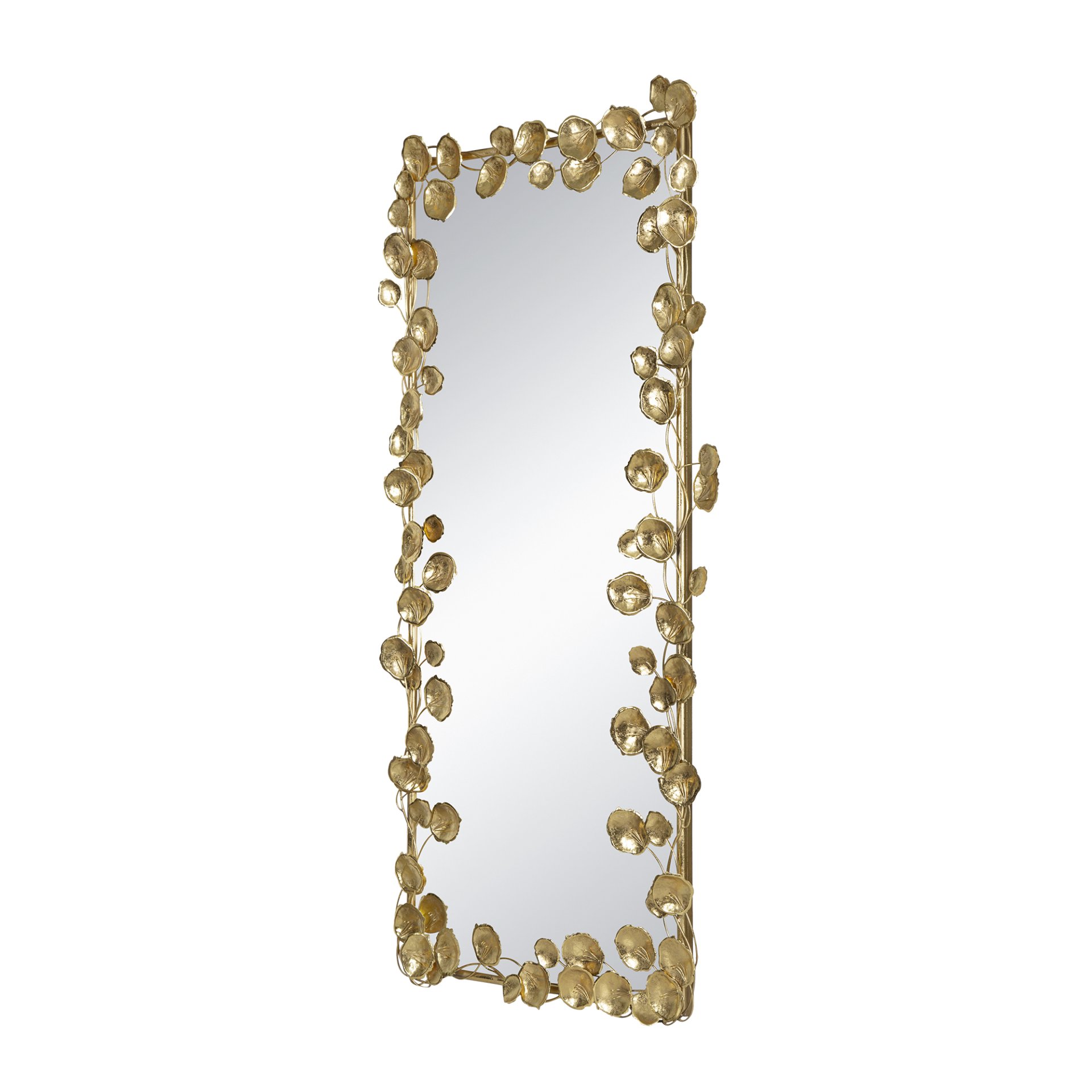 Full Length Mirror With en Leaf Accents, Floor Miiror For Living Room Bedroom - Gold - Image 4