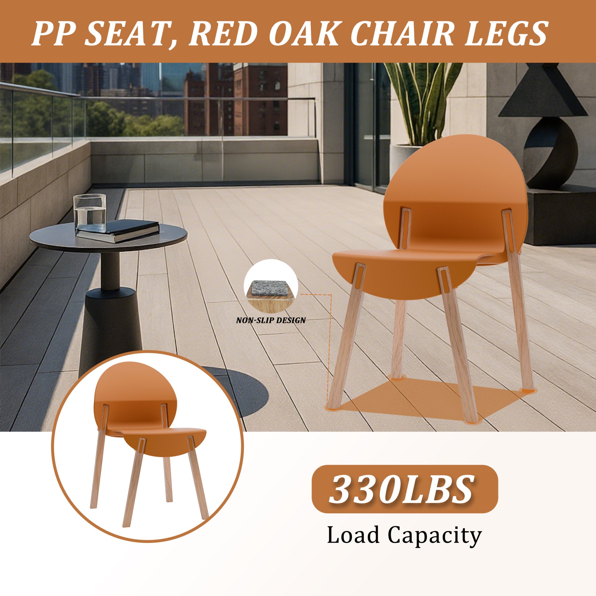 4 Piece Set Of Single Chairs With A Design Combining Modern And Traditional Elements, Durable And Comfortable - Tropical Orange - Image 6