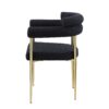 Dining Chairs (Set of 2), Mid-Century Modern Dining Chairs, Kitchen Dining Room Chairs, Round Boucle Backrest Sherpa Dining Chair With Brushed Bronze Metal Legs - Black - Image 5