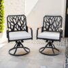 Outdoor Patio Swivel Rocker With Outdoor Grade Sunbrella Cushions, Branch Like Backrest (Set of 2) - Bourbon Brown - Image 2