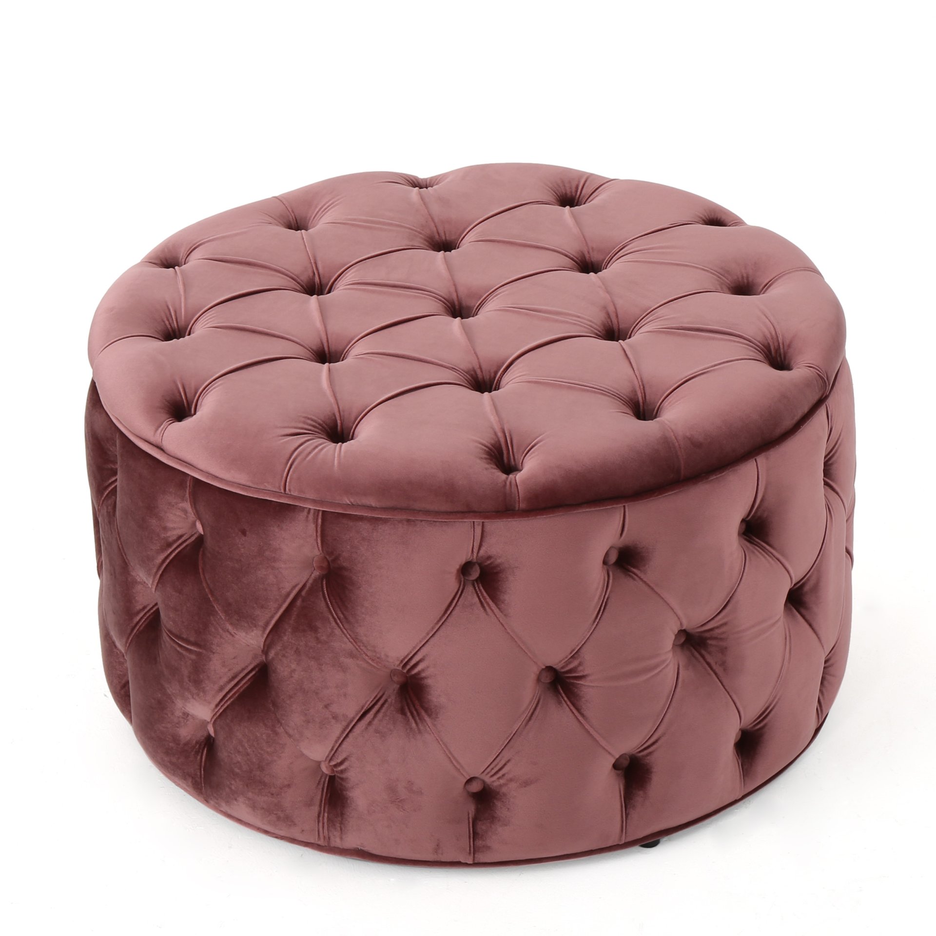 Modern Glam Ottoman With Button Tufted Diamond Stitch - Blush - Image 7