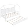 Twin Size House Bed & Trundle, Kids Bed With Shelf - White - Image 9