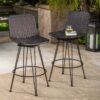 Outdoor Rattan Barstools With Black Brush Copper Iron Frame (Set of 2) - Multi Brown - Image 2