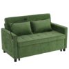 Convertible Loveseat Sofa Bed With Adjustable Backrest USB Ports Phone Holder Side Pockets Chenille - Green - Image 16