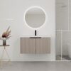 Contemporary Wall Mounted Bathroom Vanity With Resin Sink, Soft Close Doors - Khaki - Image 3