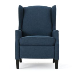 Westeros - Wing Back Fabric Upholstered Recliner - Navy Blue