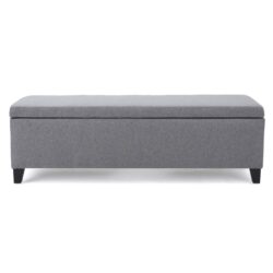 Contemporary Storage Ottoman Bench With Polyester Upholstery - Gray