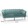 Modern Glam 3 Seater Sofa Velvet With Iron Legs - Turquoise - Image 3