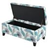 Charming Floral Storage Ottoman With Upholstered Fabric And Wood Frame - Flower - Image 4
